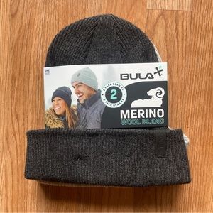 2-pack gray merino wool blend beanie hats